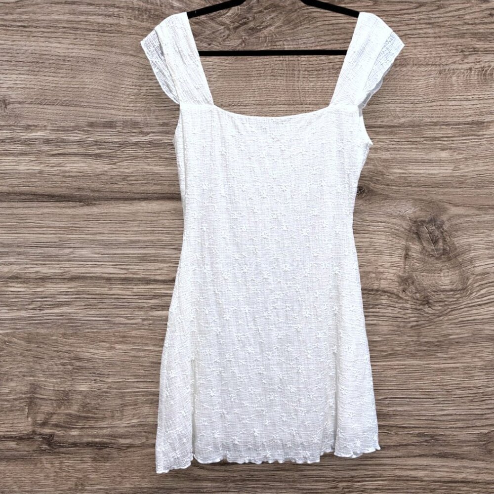 Princess Polly White Mini Dress NWT Lace Trim Square Neck Fitted Size 8 Petite - Picture 7 of 13